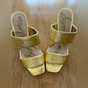 Sam Edelman gold crackle Delaney sandals, never worn
